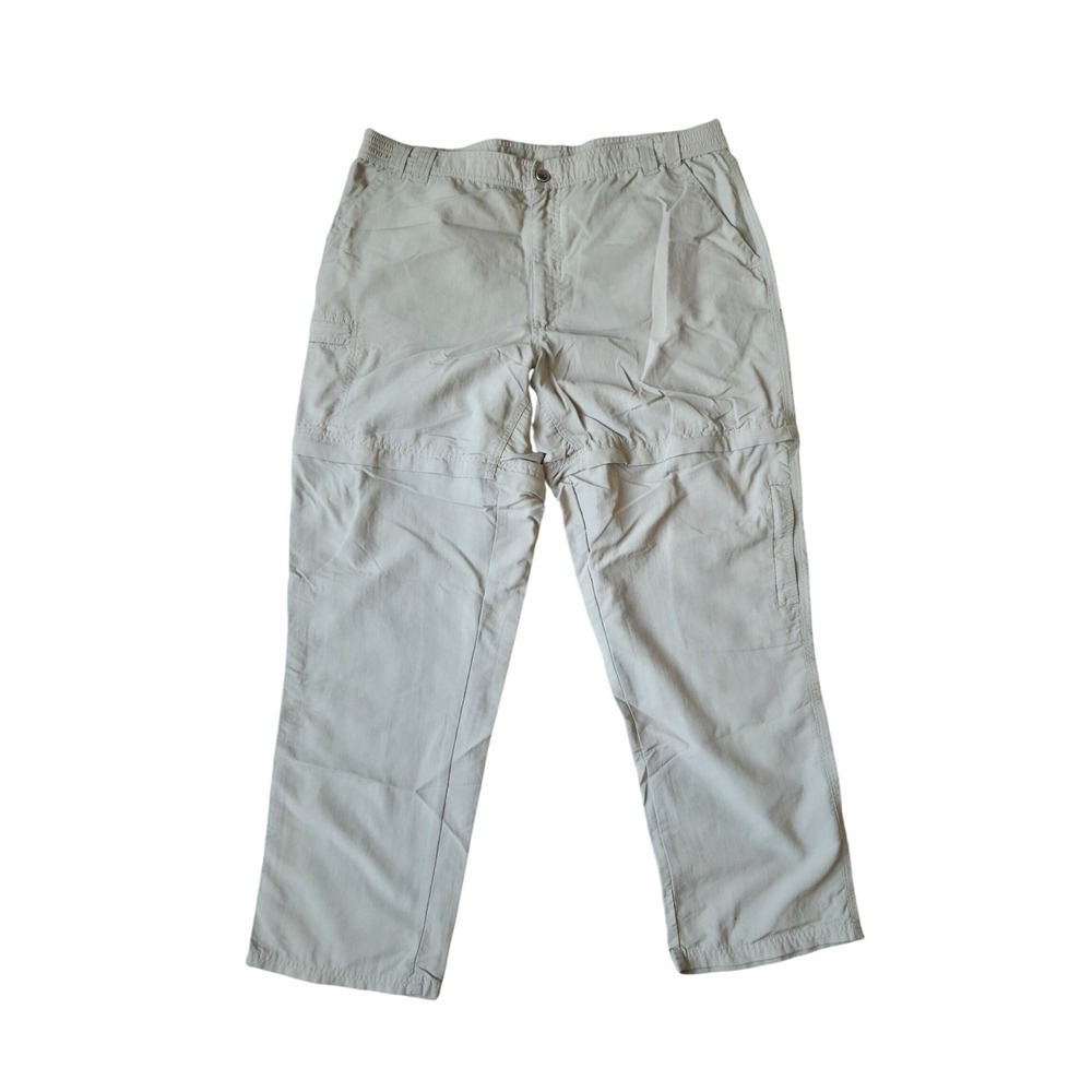 Sportif USA Mens Large Khaki Nylon Convertible Zip Off Hiking Cargo Pants Tan